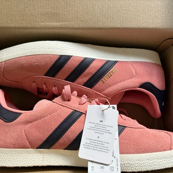 Adidas Gazelle Glow Pink Aurora Black Suede Sneakers NWT Men's 10/ Women's 11.5 - Picture 2 of 7